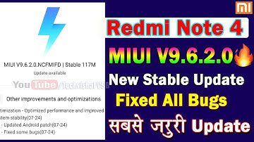 Redmi Note 4 MIUI V9.6.2.0 Stable Update | MIUI 9.6.2.0 Update New Feature Security Patch level