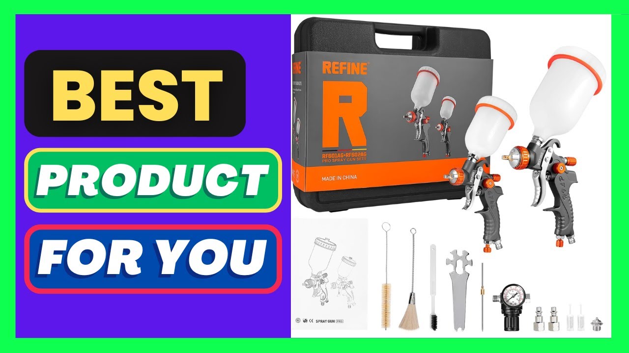 REFINE HVLP Air Gravity Spray Gun Sets, 2-Spray Paint Gun, 1.0mm