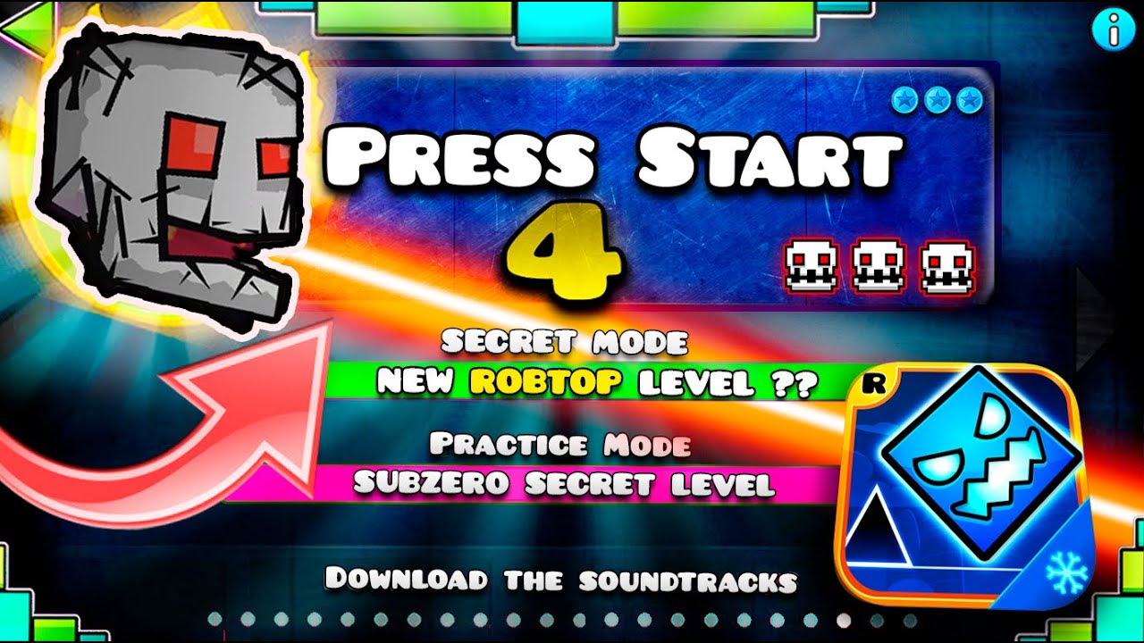 Включи geometry dash press start