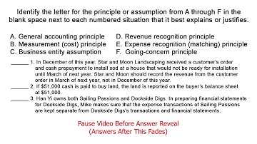 Quick Study 1-6 Identifying Accounting Principles and Assumptions | Principles of Accounting