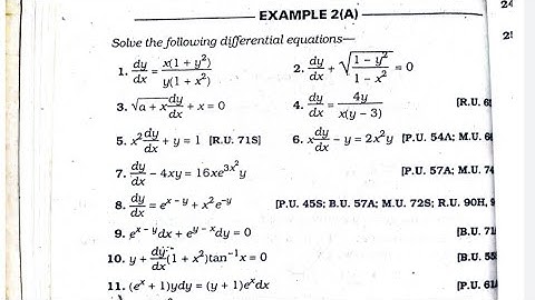 Example 2A / Q.n.1-9 || Differential equation || ex 2A ||  lalji prasad solution