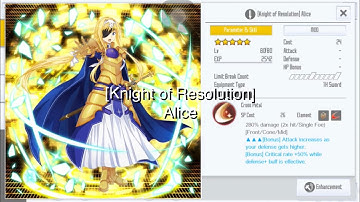 【SAOIF】[Knight of Resolution] Alice (Earth | Slash | Single Foe) Skill Animation