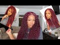 Burgundy Curly Hair Install In Under 10 minutes!|Beginner friendly Lace wig! Ft. Hurela Hair!!