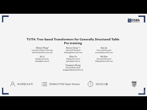[Paper review] TUTA: Tree-based Transformers for Generally Structured ...