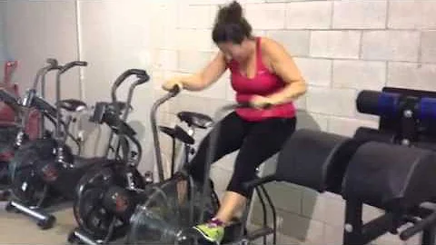 Lisa having fun with the air dyne...no legs
