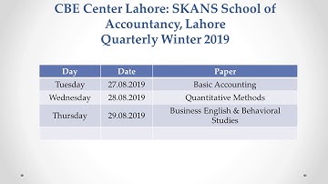 PIPFA CBE Schedule Winter 2019