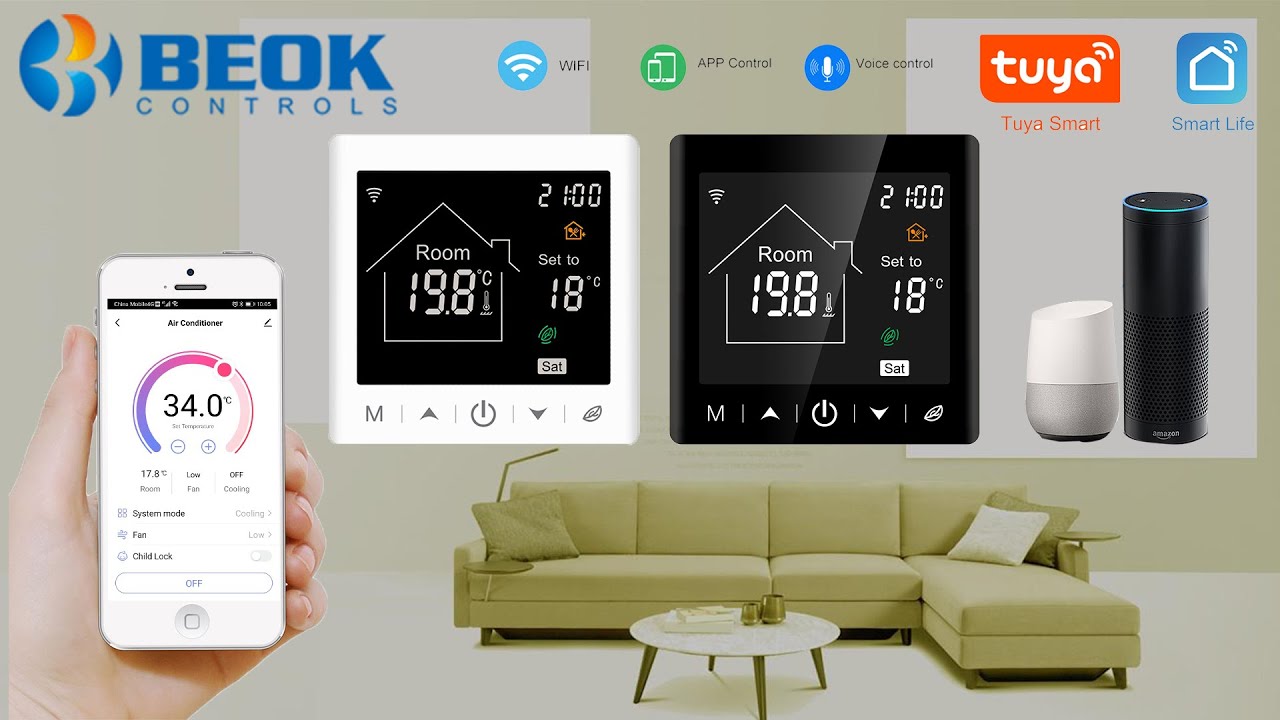 Termostato inteligente WiFi Tuya Smart. Conexiones cableadas y