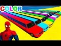 LONG COLOR Cars in Spiderman Cartoon with Colors for Kids and Children Nursery Rhymes Fun Video