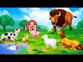 Barnyard heroes  giant american bison vs farm animals  cow sheep gorilla rabbit pig funny animals