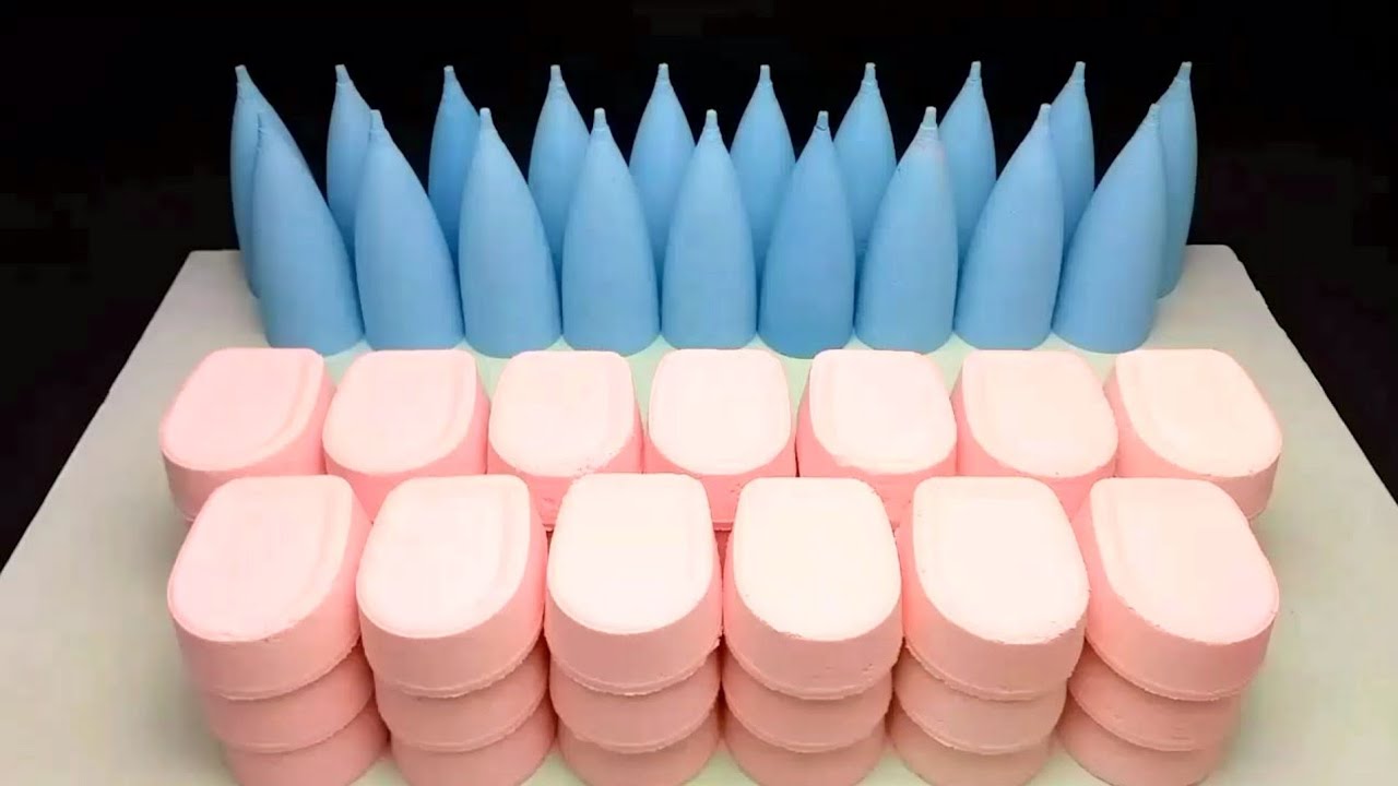 ASMR crushing the attractive pink, blue baking soda | Super Crispy