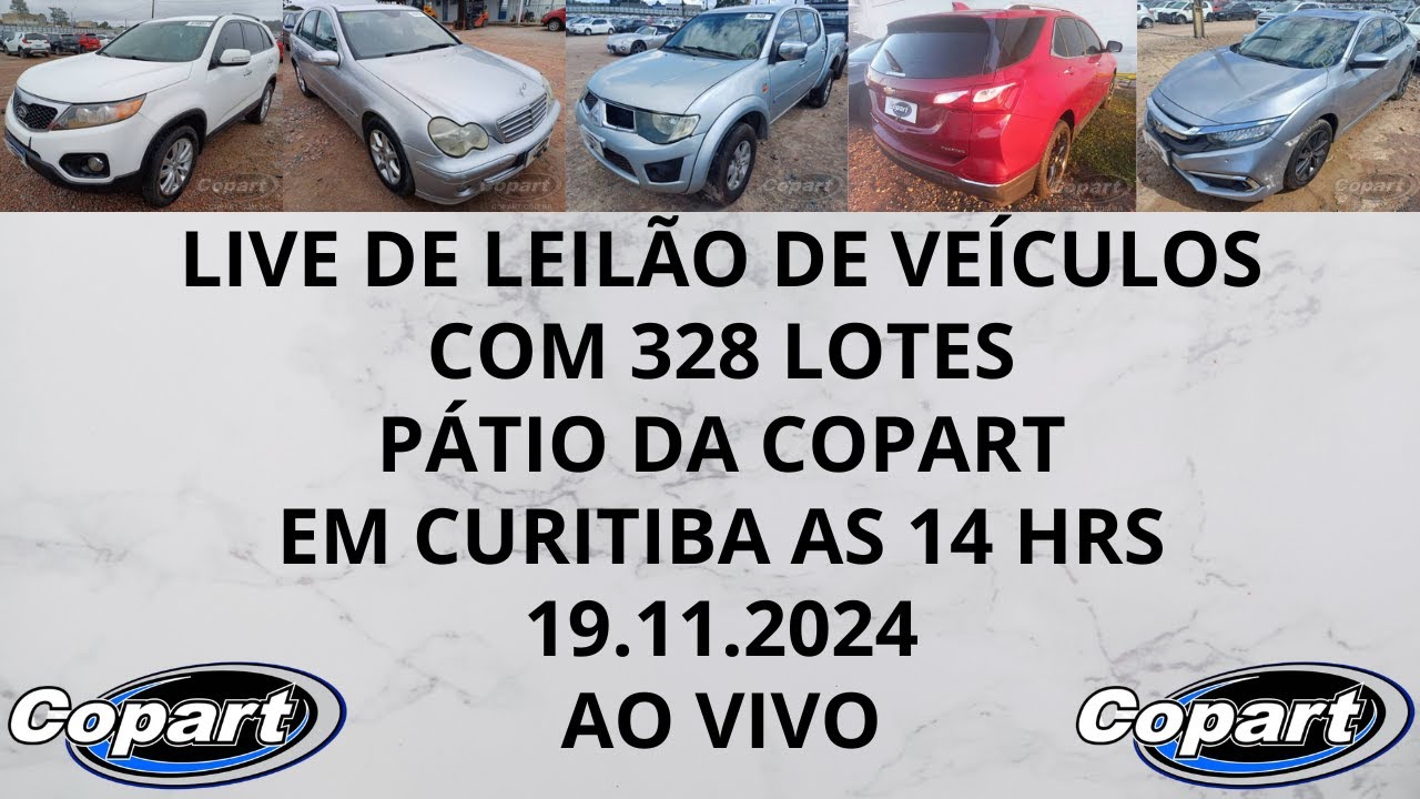 Live Copart LIVE DE LEILÃO DE VEÍCULOS NO COPART DO DIA 19.11.2024 - YouTube