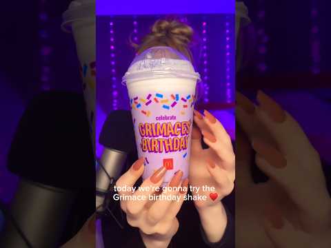 Trying the Grimace Shake ASMR 🧋😘 #shorts #shortsviral #shortsvideo #shortsfeed #asmr #grimace