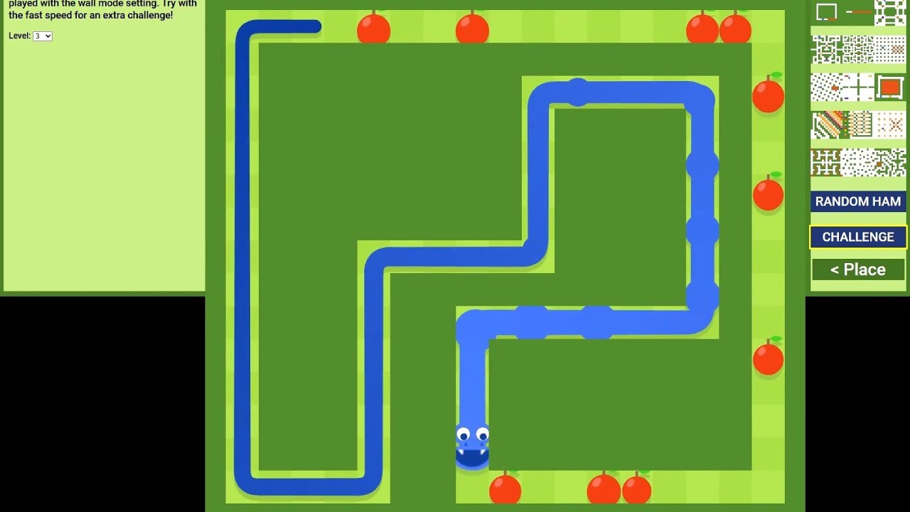 Google Snake Level Editor Level 3 in 37s 935ms (Speed