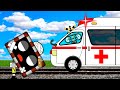 【 踏切アニメ 】 錆びた踏切カンカンを直す救急車 railroad crossing ふみきり