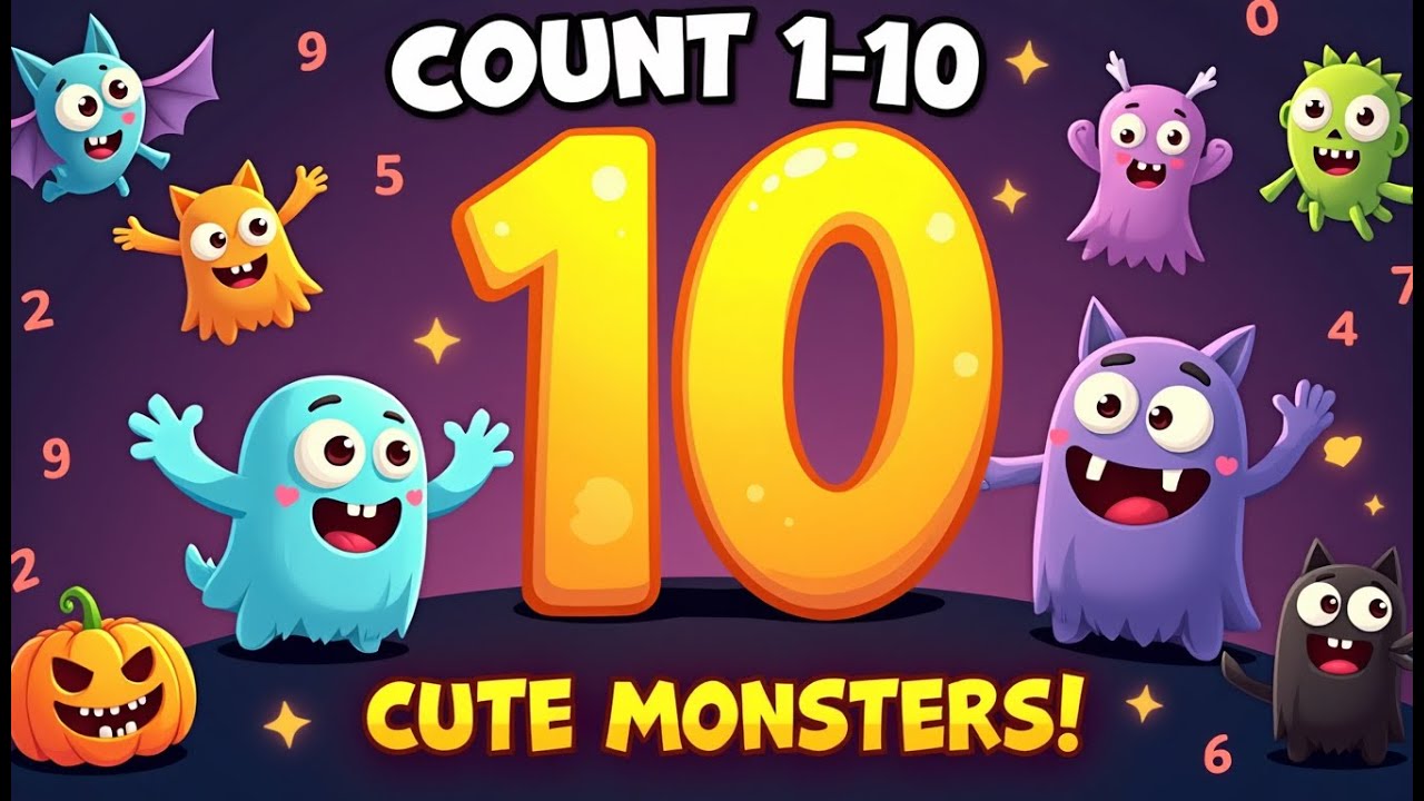 Halloween Counting Song 1-10 🎃 | Cute Monsters Learn Numbers | Kids Educational Rhyme