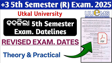+3 5th Semester Regular Revised Exam. programme Utkal University 2025 +3 5th Sem Exam. dates Changed