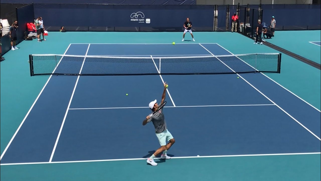 Federer & Tsitsipas Practice Miami Open 2019 (60 FPS HD)