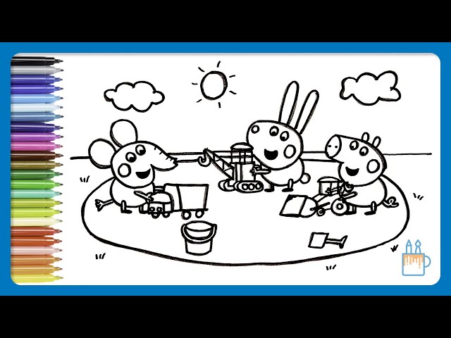 Desenhar e Pintar Passo a Passo Desenho da Peppa Pig e George brincando com  brinquedos Educativos 