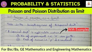 Lec-19 | Poisson Distribution | Poisson as a Limit | Probability and Statistics