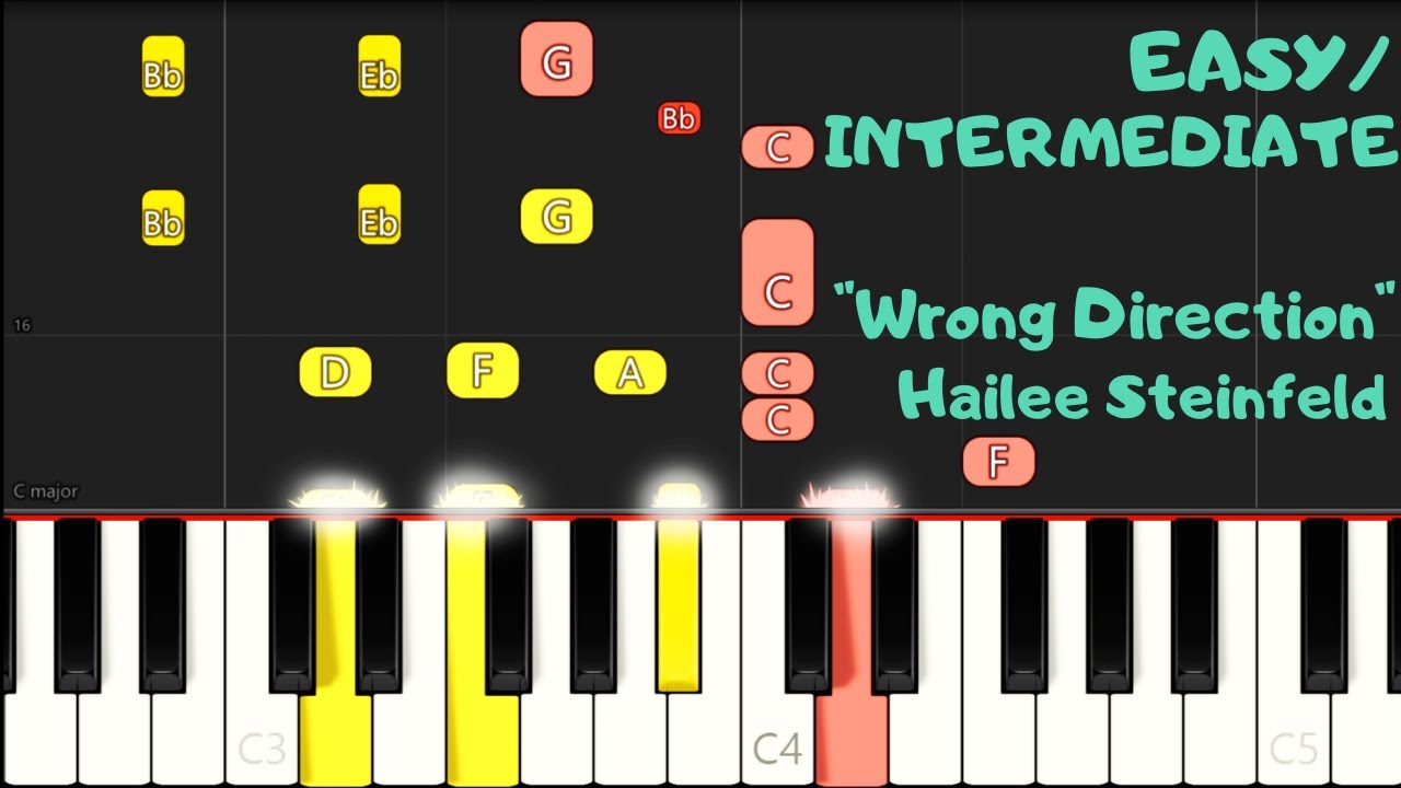 "Wrong Direction" by Hailee Steinfeld - EASY/INTERMEDIATE Piano Tutorial