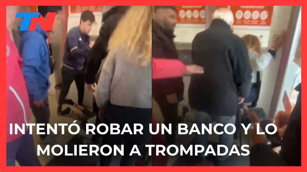 Intentaron robar un banco, pero los clientes se defendieron y los molieron a golpes y patadas