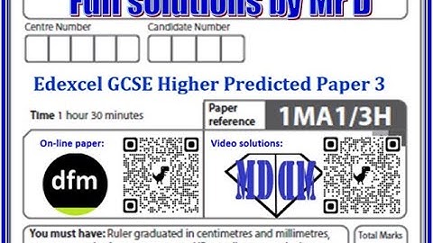 Maths Edexcel GCSE Higher Predicted Paper 3 DFM MDDM FULL