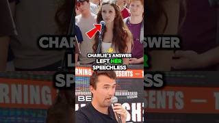 Charlie Kirk’s response leaves her speechless #debate #charliekirk