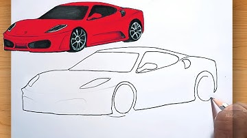How to Draw a Ferrari Car 🔥| Step-by-Step Drawing Tutorial | Very Easy Outline method