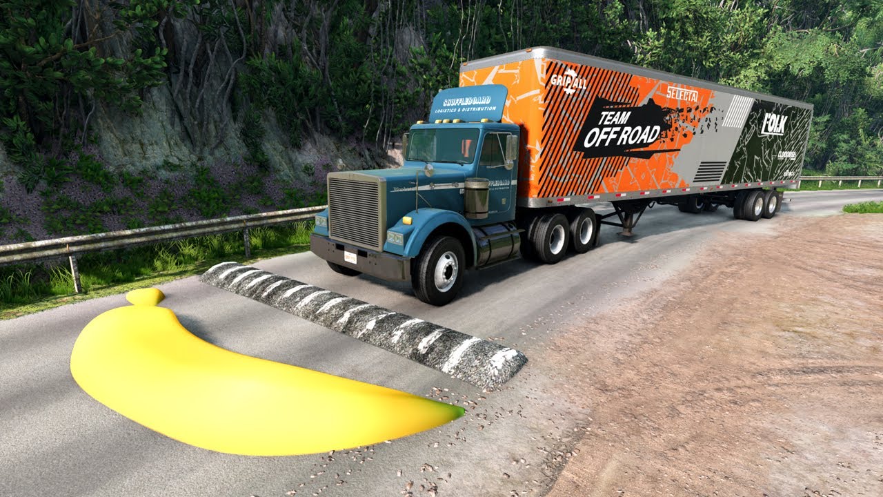 Cars Truck vs Speed bumps banana BeamNGCars TV YouTube