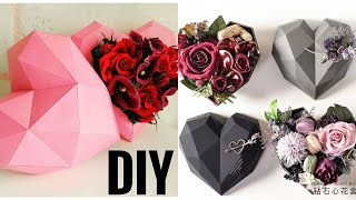 МК СЕРДЦЕ паперкрафт, композиция: розы, каллы и ягоды в подарочной коробке, развертка 3D сердца, DIY