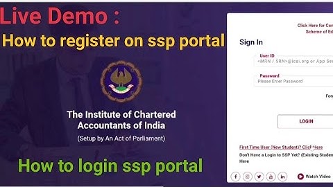 LIVE DEMO: How to register on ICAI ssp for first time | How to login ICAI ssp portal in 10 min