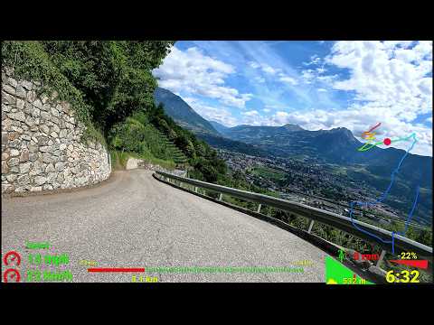 30 minute Fat Burning Indoor Cycling Workout South Tyrol Meran Tour Garmin 4K Video