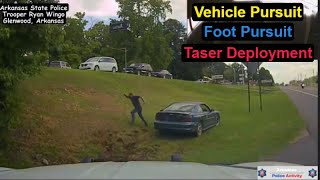 Arkansas State Trooper Wingo Pursuit Use of Force (TASER/TACKLE) Arrest of Career Criminal.