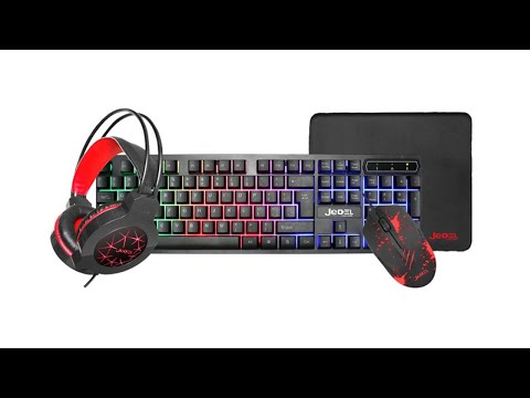 Jedel CP-01 4-en-1 RGB LED pack Clavier Casque Souris et Tapis de Jeu USB Filaire jedel