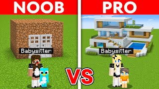 NOOB vs PRO: STRICT BABYSITTER HOUSE Build Challenge in Minecraft