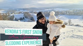 First Snow Sledding Experience at 9 months old  l Aue, Germany