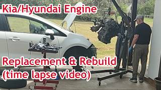 Back Yard KIA / Hyundai 1.6 Engine Removal, Rebuild and Installation Time Lapse Video