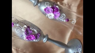 TUTORIAL WEDDING GLASSES / МАСТЕР КЛАСС СВАДЕБНЫЕ БОКАЛЫ СВОИМИ РУКАМИ