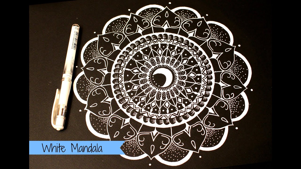 Rupsa drawing $ - Mandala art 😊 black paper with white pen 😊