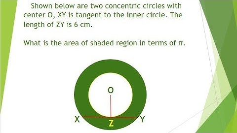 Shown below are two concentric circles with centre O. XYis tangent to inner circle at Z.what is area