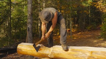 Building a Log Cabin in the Wilderness, Ep1 - 1st Course of Logs
