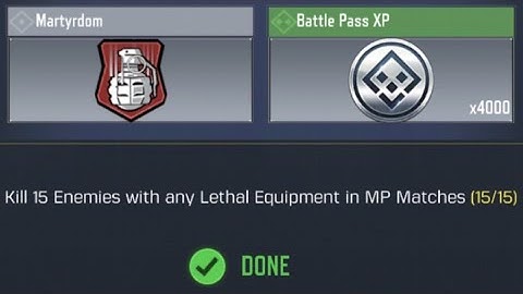 Call Of Duty Mobile Kill 15 Enemies with any Lethal Equipment in MP Matches Task Complete