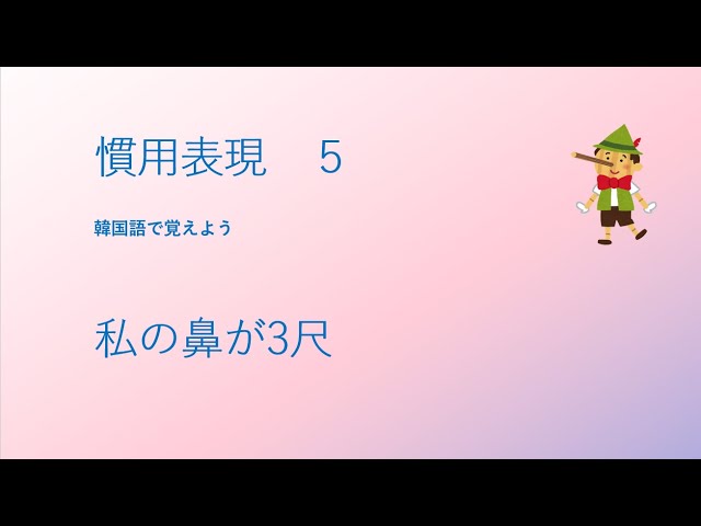 慣用表現 5 私の鼻が3尺【3043韓国語学習ワンポイント