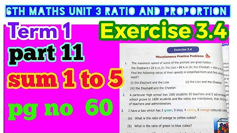 6th std Maths- Unit 3 Ratio and proportion- Exercise 3.4 sum (1 to 5)
