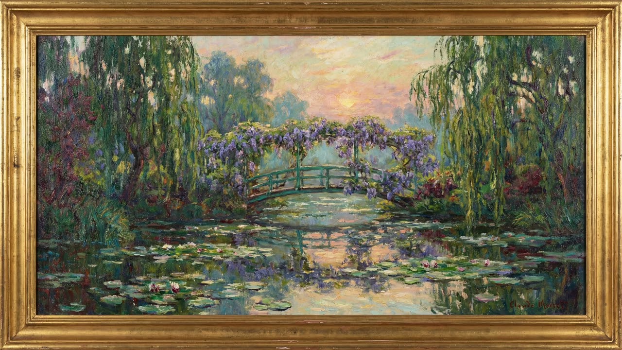 TV ART 4K | French Impressionist Claude Monet styled Serene Water Garden scenes | No Sound 3 Hrs