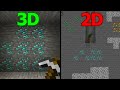mining diamonds in minecraft 2D vs 3D