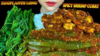 EATING SPICY FOOD||SPICY SHRIMP CURRY, SPICY THAI EGGPLANTS CURRY & WHITE RICE