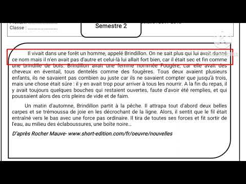 3ème année collège évaluation N1 2ème semestre compréhension et langue الفرض الأول الدورة التانية