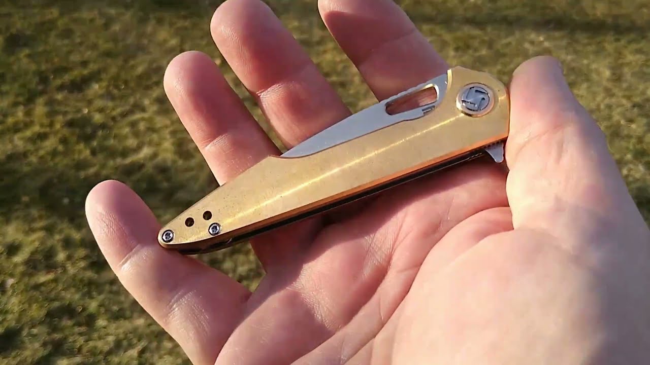 Artisian Cutlery Small Archaeo Brass.  Dylan Mallery Design.  Smokey Mountain Knife Works Exclusive