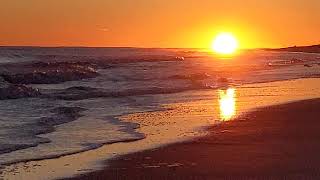 Sunset over Atlantic in Montauk near Winter Solstice